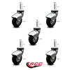 Service Caster 3 Inch Bright Chrome Hooded Neoprene Rubber 12mm Threaded Stem Casters SCC, 5PK SCC-TS03S310-NPRB-BC-M1215-5
